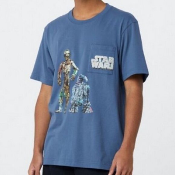 Star Wars Uniqlo Stash Retro Graffiti Pop Art C3PO R2D2 Droids Graphic T-shirt L - Picture 2 of 16